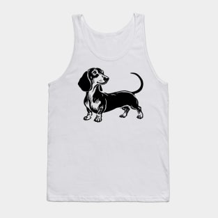 Stick figure dash hound dog in black ink Tank Top